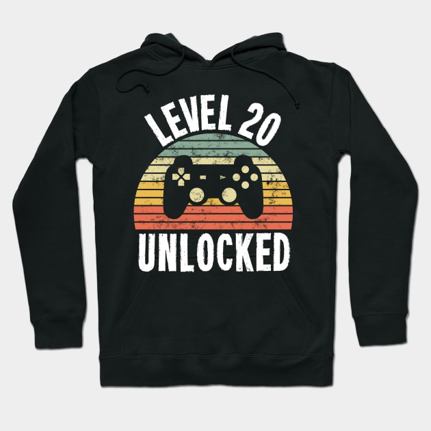 Level 20 Unlocked T-Shirt - 20th Birthday Gamer Gift - Twentieth Anniversary Gift Hoodie by Ilyashop